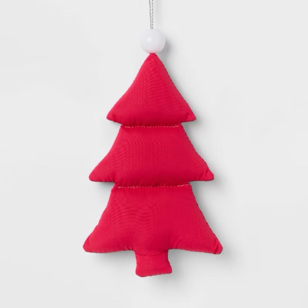 Fabric Puffer Tree Christmas Tree Ornament Pink nwt